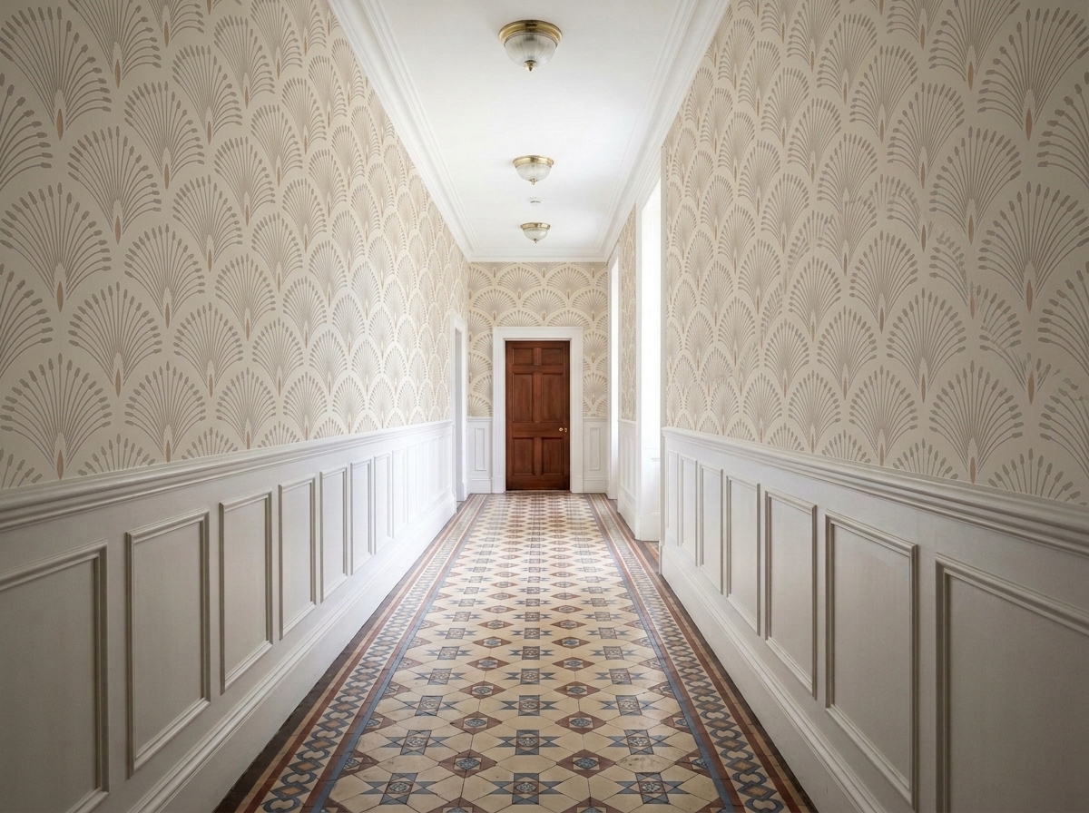 Entry hall with dramatic pattern