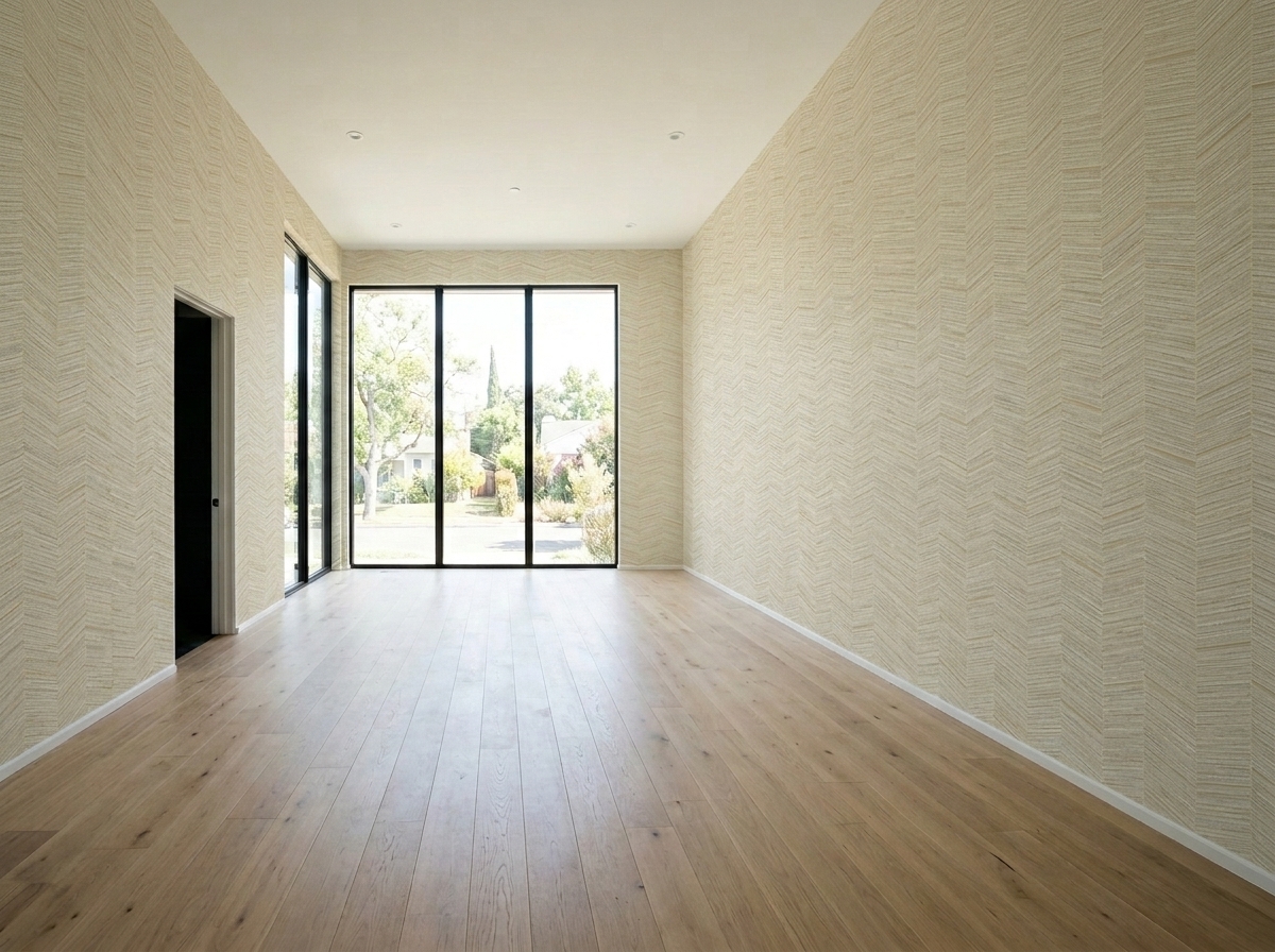 Living room with textured accent wall